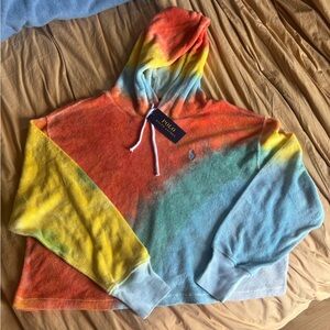 NWT Ralph Lauren Polo Tie-Dye Cropped Terry Hoodie
